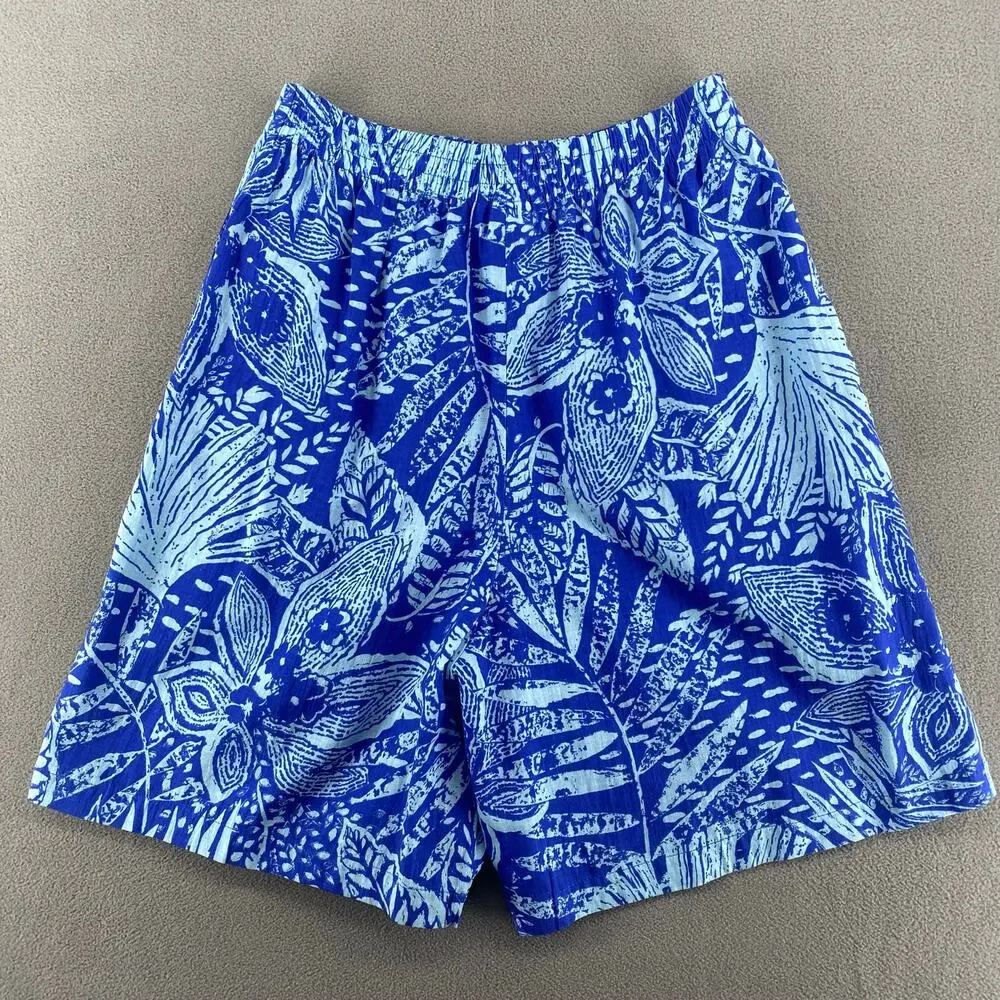 Vtg NOS 80s 90s Two Potato Resortwear Matching Vacation Set Botanical Print Blue
